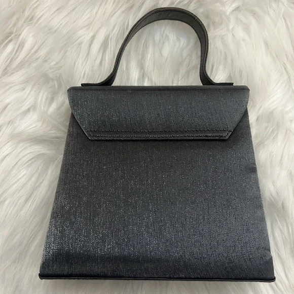 Vintage 90s Y2K 2000s Sasha Silver Grey Beaded Top Handle Mini Bag / Purse - Picture 3 of 13